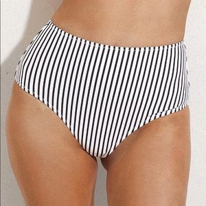 Striped High-Waisted Bikini Bottom